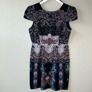 Tibi New York 100% Silk Cap Sleeve V Back Floral Dress Size 6